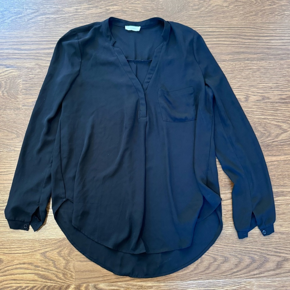 Lush Black Long Sleeve Blouse